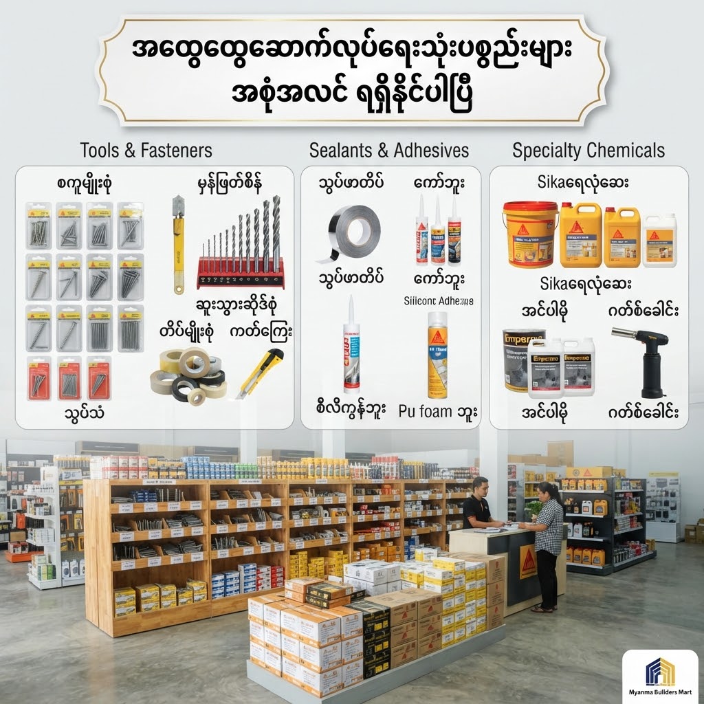 အထွေထွေသုံး ဆောက်လုပ်ရေးနှင့် အိမ်ပြုပြင်ရေး ပစ္စည်းများ