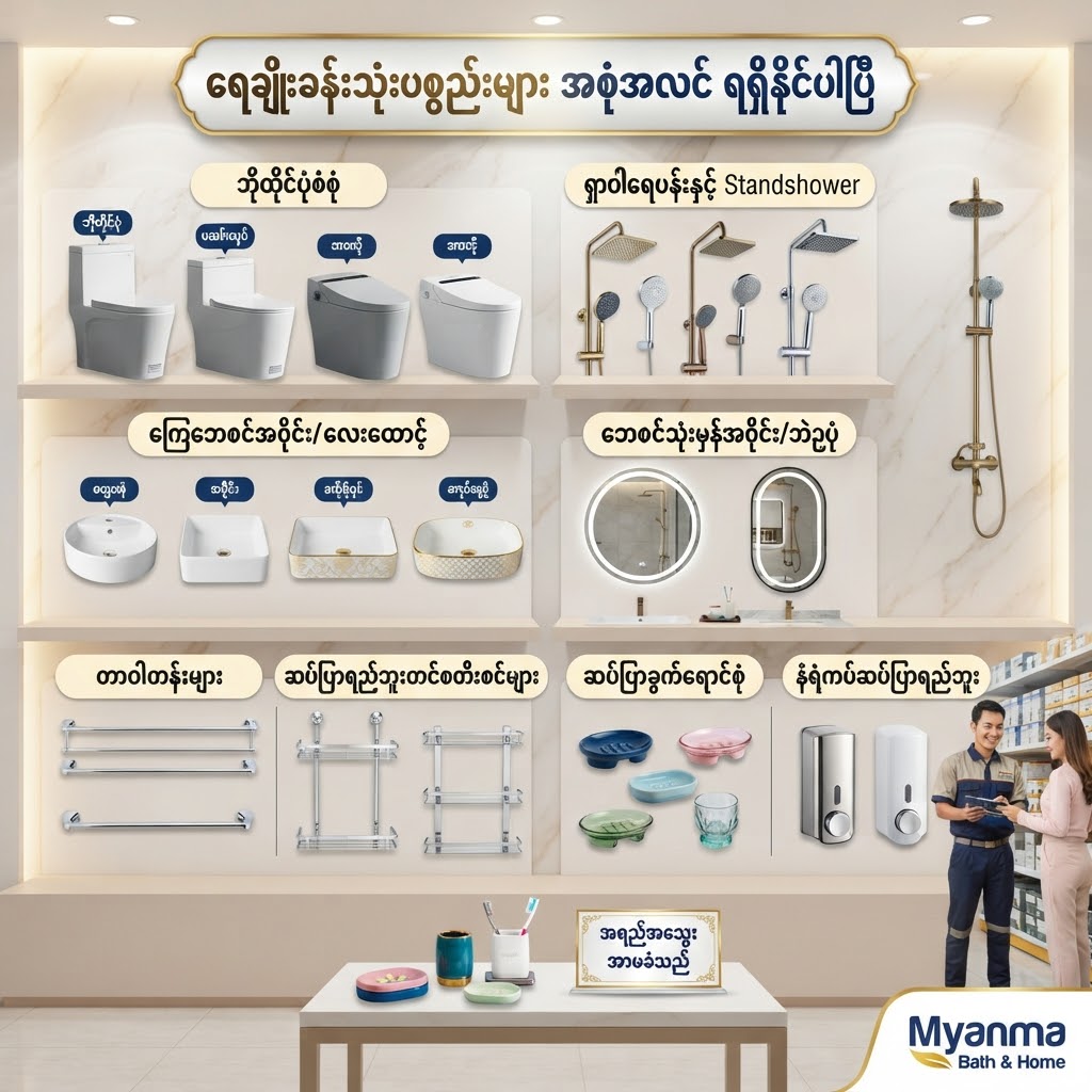 ဘိုထိုင်နှင့်ရေချိုးခန်းသုံးပစ္စည်းများ