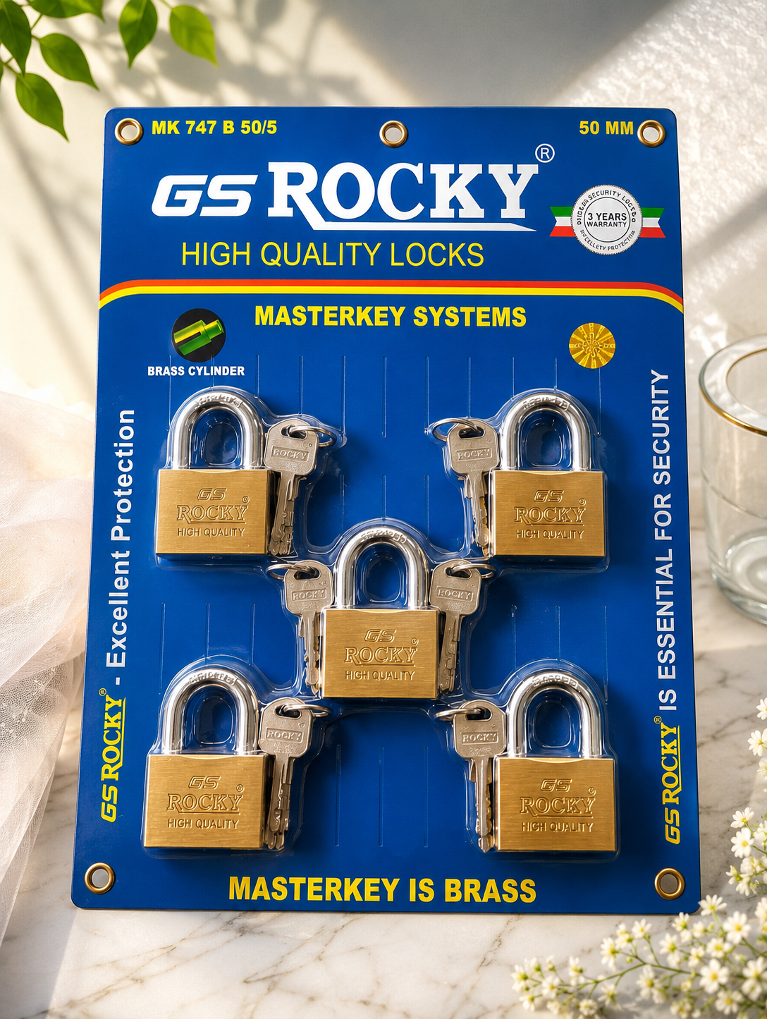 50mm (S) ROCKY သော့ (5)လုံးတွဲ